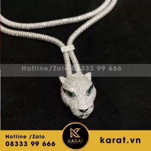 Vòng cổ cartier báo vàng trắng đính kim cương