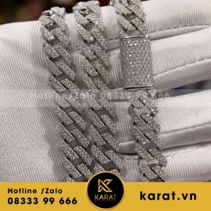 Vòng Cổ Cuban Vàng Trắng 14K Moissanite