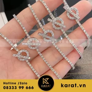 Vòng cổ hermes vàng trắng kim Cương