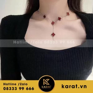 Vòng cổ van cleef  vintage alhambra vàng 18k