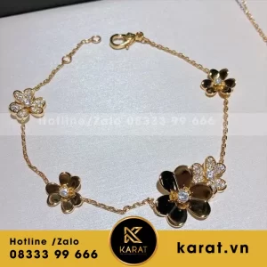 Vòng đeo tay van cleef & arpels frivole 5 flowers vàng hồng