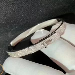 Vòng Tay Hermes Vàng Trắng 18K  Kim Cương Thiên Nhiên