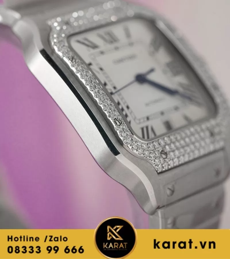 Đồng hồ Cartier Santos de cartier Size 39.8mm full moissanite - Ảnh 13