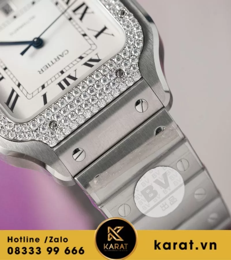 Đồng hồ Cartier Santos de cartier Size 39.8mm full moissanite - Ảnh 9