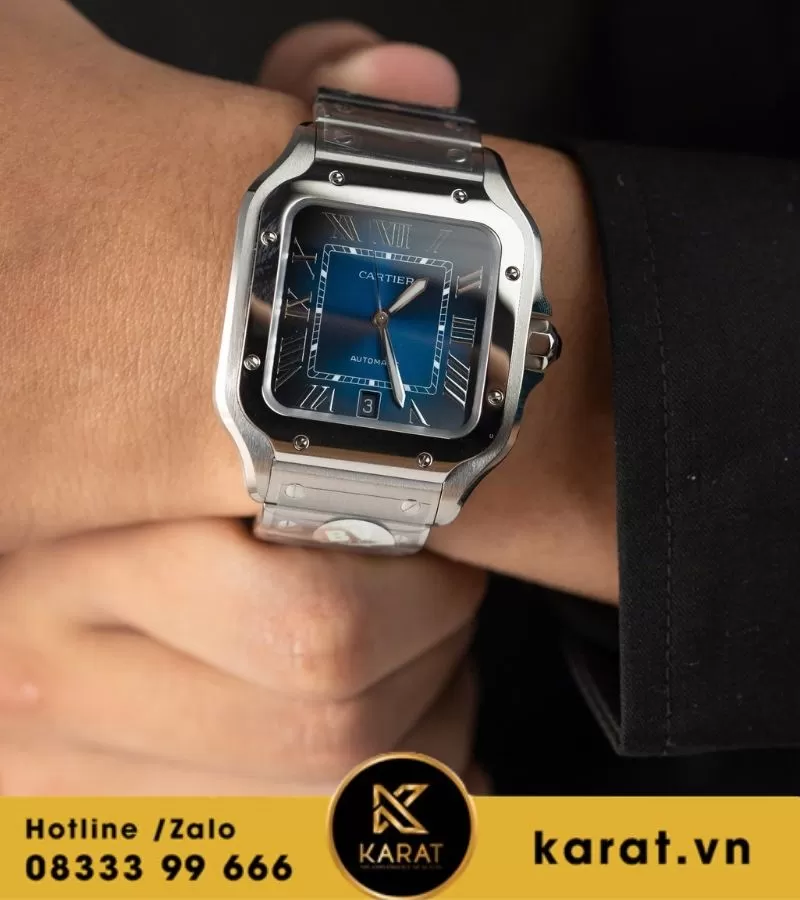 Đồng hồ Cartier Santos de cartier blue dial rep 1:1 - Ảnh 13