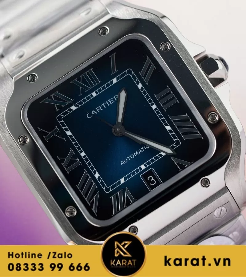 Đồng hồ Cartier Santos de cartier blue dial rep 1:1 - Ảnh 12