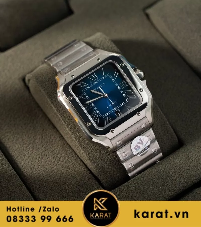 Đồng hồ Cartier Santos de cartier blue dial rep 1:1 - Ảnh 9