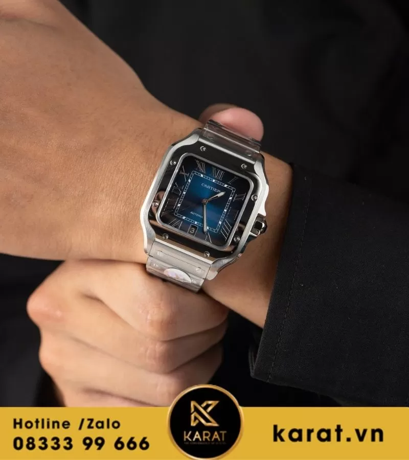 Đồng hồ Cartier Santos de cartier blue dial rep 1:1 - Ảnh 4