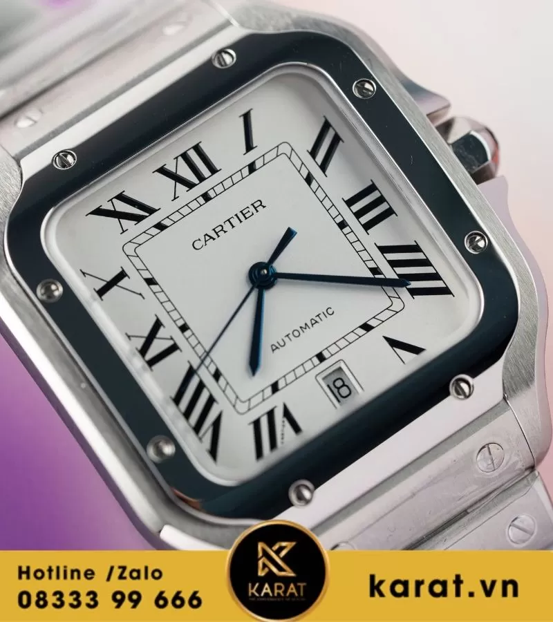 Đồng hồ Cartier Santos de cartier mặt trắng fake 11 - Ảnh 12