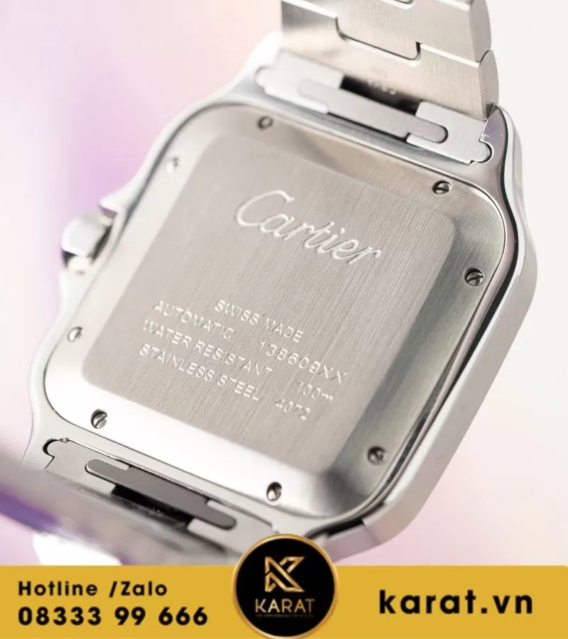 Đồng hồ Cartier Santos de cartier mặt trắng fake 11 - Ảnh 4