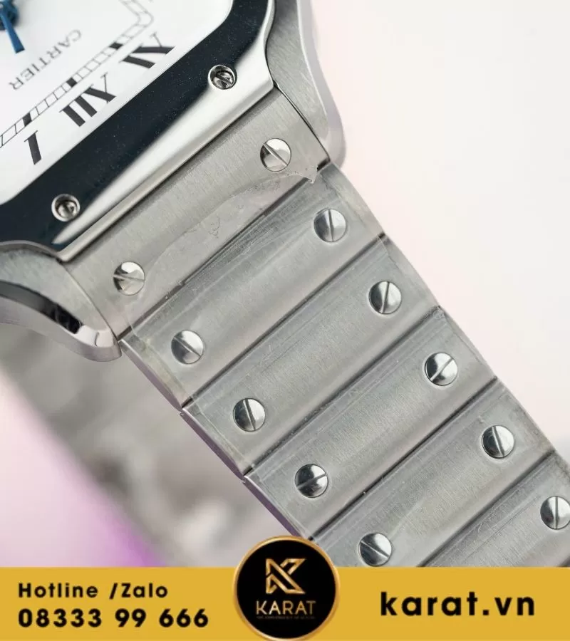 Đồng hồ Cartier Santos de cartier mặt trắng fake 11 - Ảnh 3