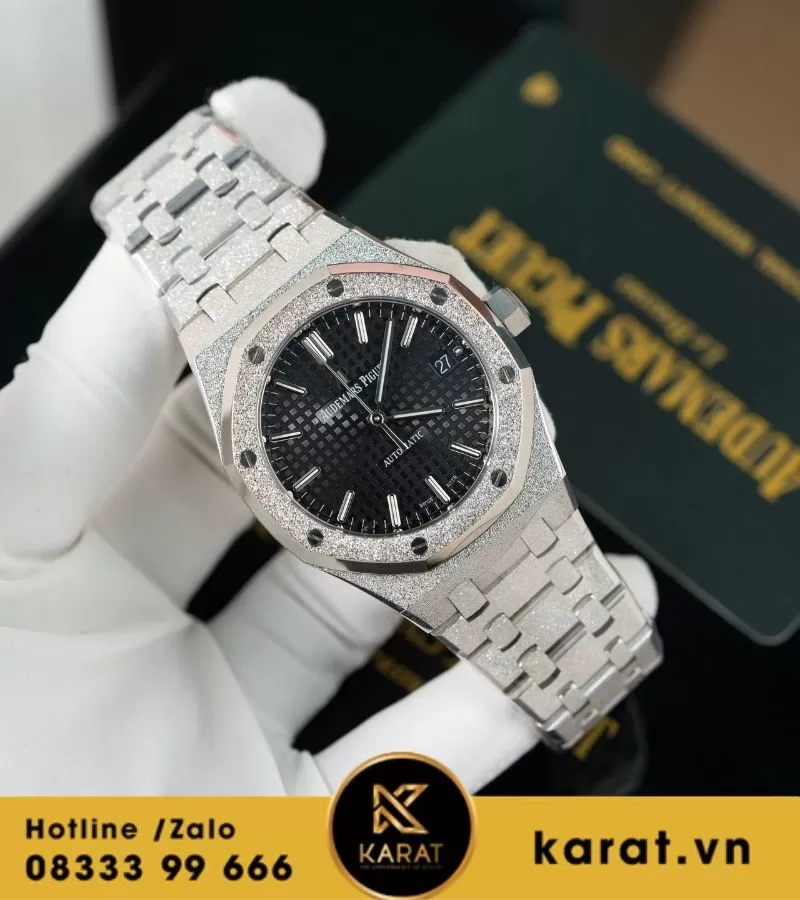 Audemars Piguet 15454 Fosted gold mặt số đen trải tia 37mm - Ảnh 5