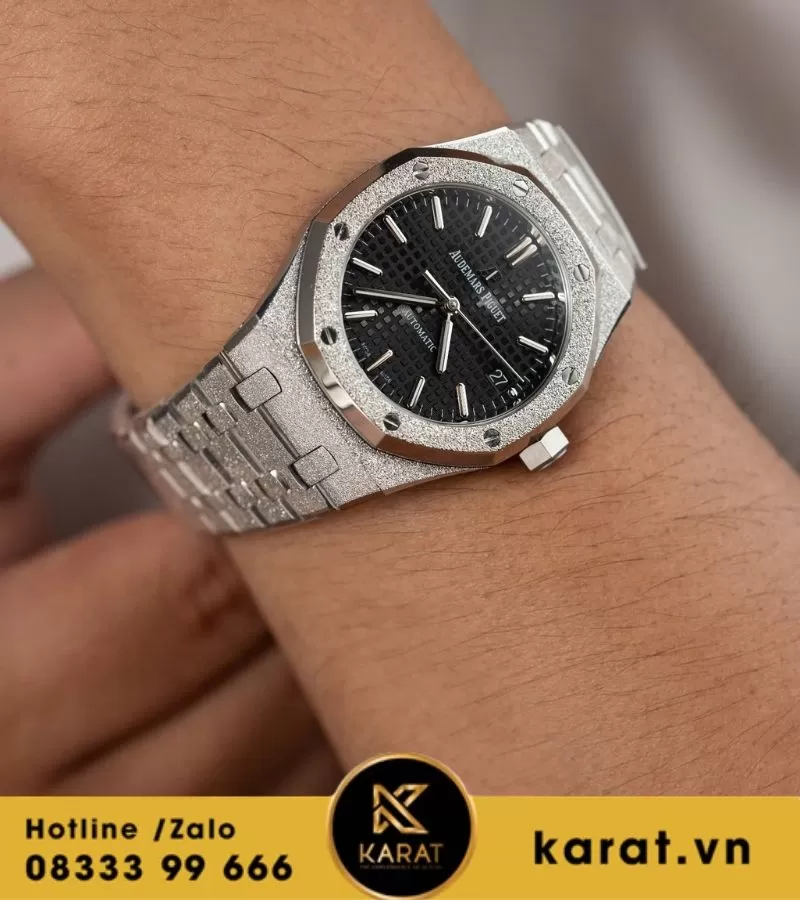 Audemars Piguet 15454 Fosted gold mặt số đen trải tia 37mm - Ảnh 4