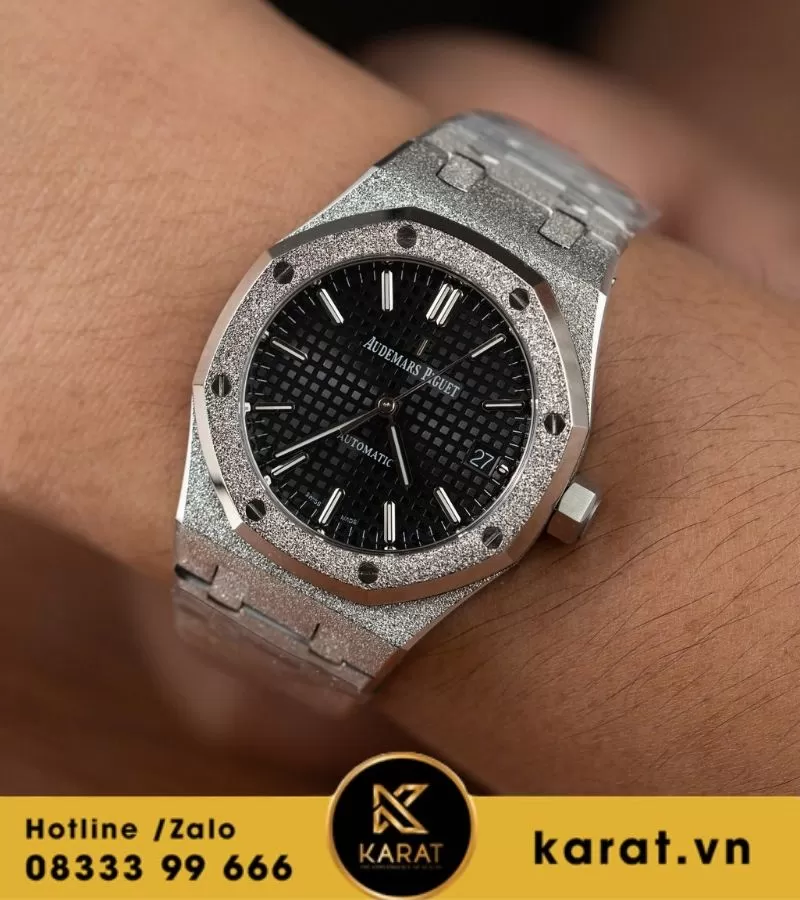 Audemars Piguet 15454 Fosted gold mặt số đen trải tia 37mm - Ảnh 3