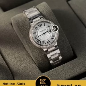 Đồng hồ Cartier Ballon Bleu 33mm độ viền kim cương thiên nhiên