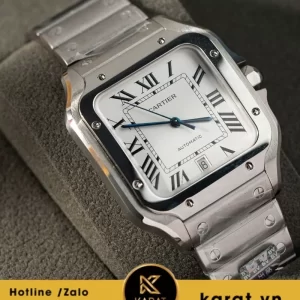 Đồng hồ Cartier Santos de cartier mặt trắng fake 11