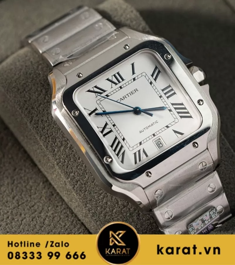 Đồng hồ Cartier Santos de cartier mặt trắng fake 11