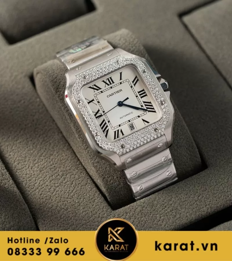 Đồng hồ Cartier Santos de cartier Size 39.8mm full moissanite