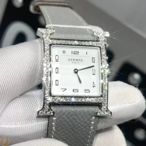 Đồng Hồ Hermes Like Auth Heure H Viền Kim Cương