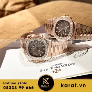 Đồng hồ patek philippe nautilus độ kim moissanite bọc vàng
